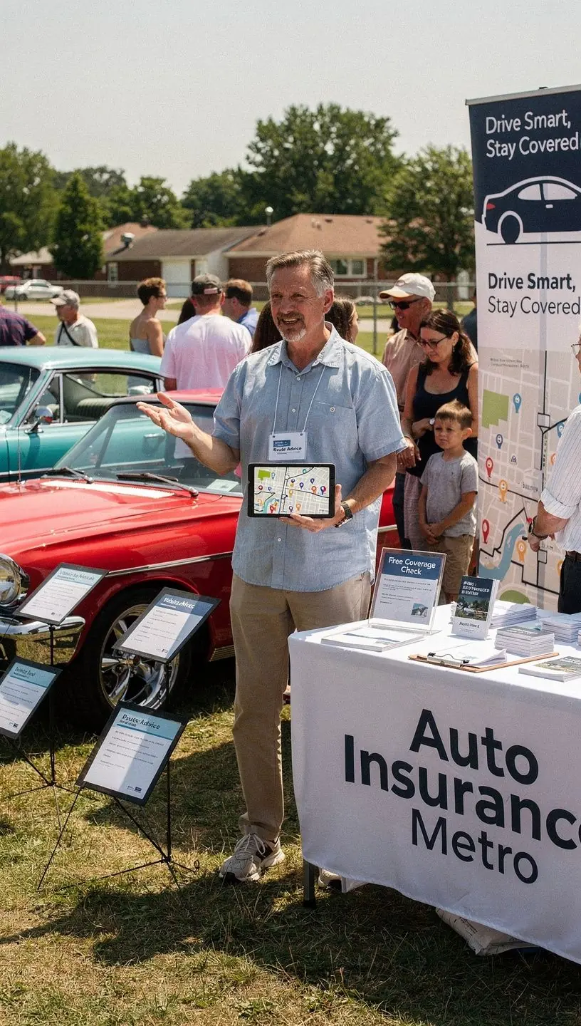 Kierowca korzystający z aplikacji mobilnej do sprawdzania luk w ubezpieczeniu podczas jazdy.